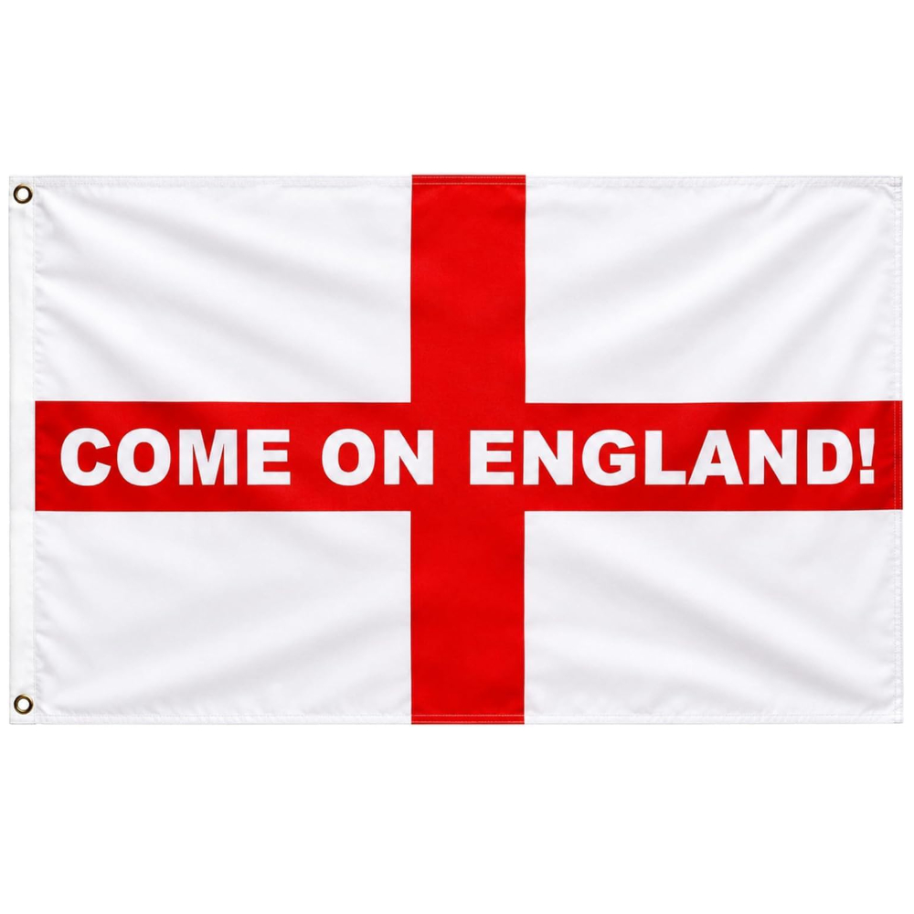 Toyland® 5ft X 3ft (150cm X 91cm) St George’s Cross Red & White “Come On England!” Flag - World Cup, Euros, Sports Celebrations & English Party Decorations - Football Fans & Supporters Accessories