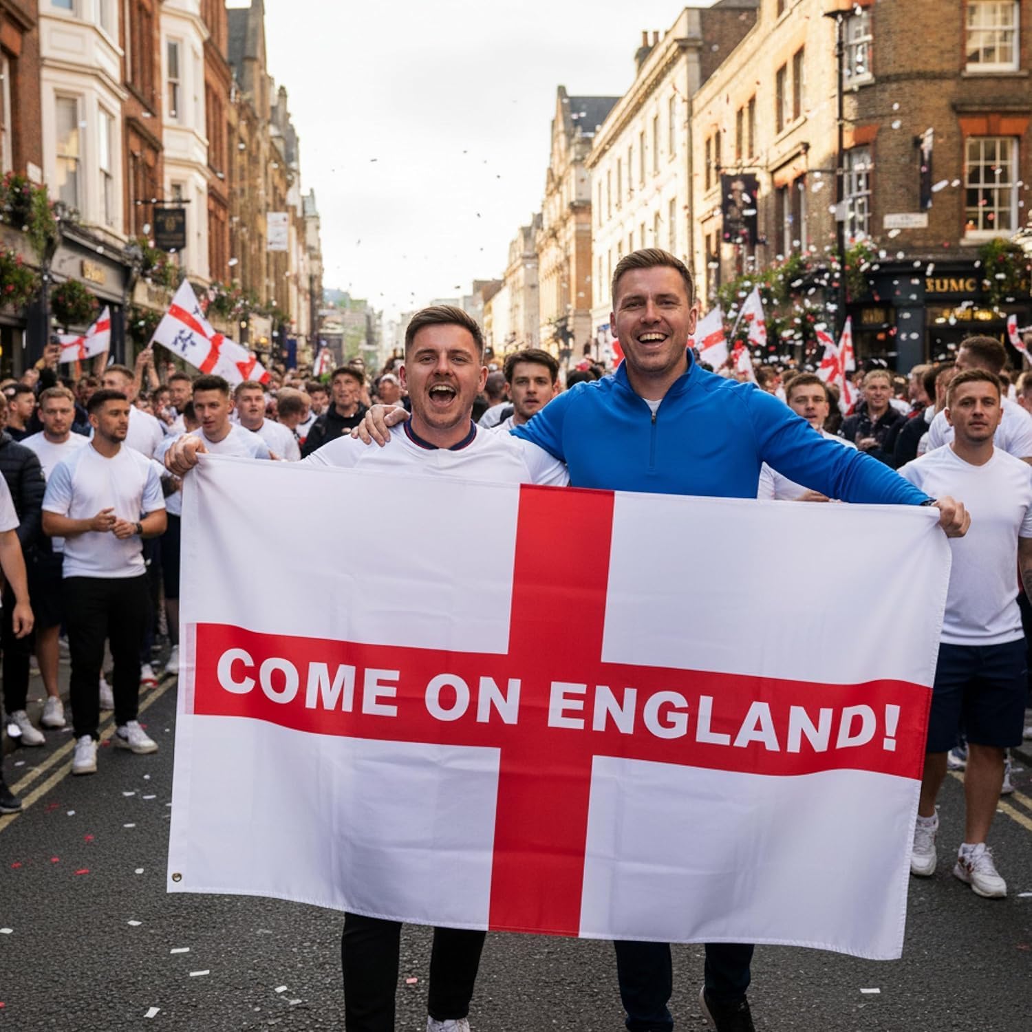 Toyland® 5ft X 3ft (150cm X 91cm) St George’s Cross Red & White “Come On England!” Flag - World Cup, Euros, Sports Celebrations & English Party Decorations - Football Fans & Supporters Accessories - Image 2