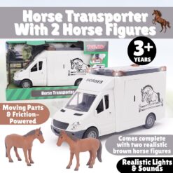 Alternative view of Toyland® 27cm (11”) Horse Transporter With 2 Horses, Lights & Sounds | Friction Powered, Moving Parts, Toy Truck - Realistic Play Figure Horses - Play Set & Accessories - Ages 3+