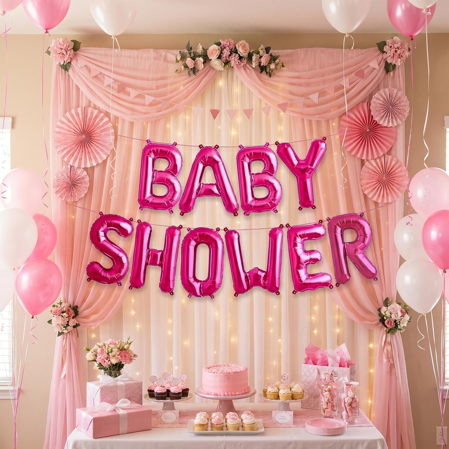 Toyland® Pink Baby Shower Foil Balloon Banner - 41cm (16") Letters - Air-Fill Message Decorations for Baby Showers & Celebrations - Party Supplies - Image 2