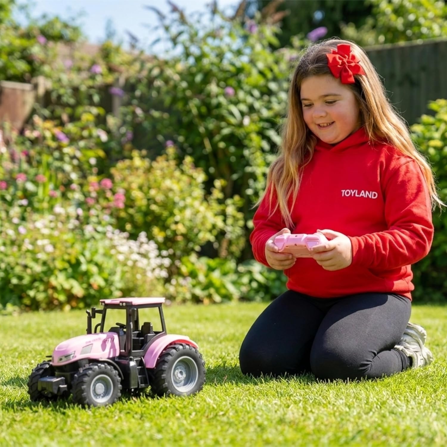 Toyland 1:24 Scale Pink Remote Control Tractor Toy with Lights & USB Charging - Rechargable Battery Included - Indoor and Outdoor Farm Play Vehicle - Image 2