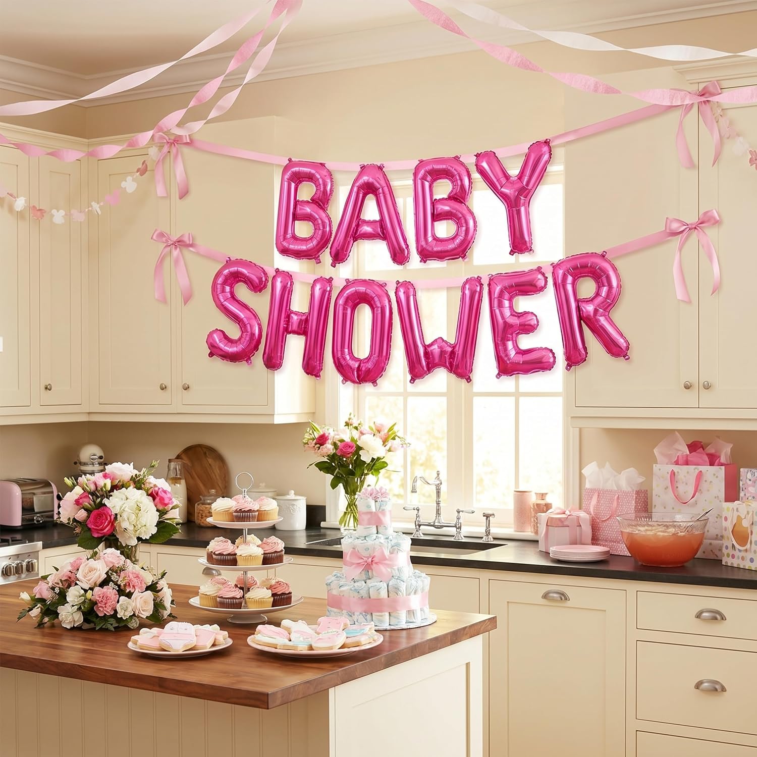 Toyland® Pink Baby Shower Foil Balloon Banner - 41cm (16") Letters - Air-Fill Message Decorations for Baby Showers & Celebrations - Party Supplies - Image 3