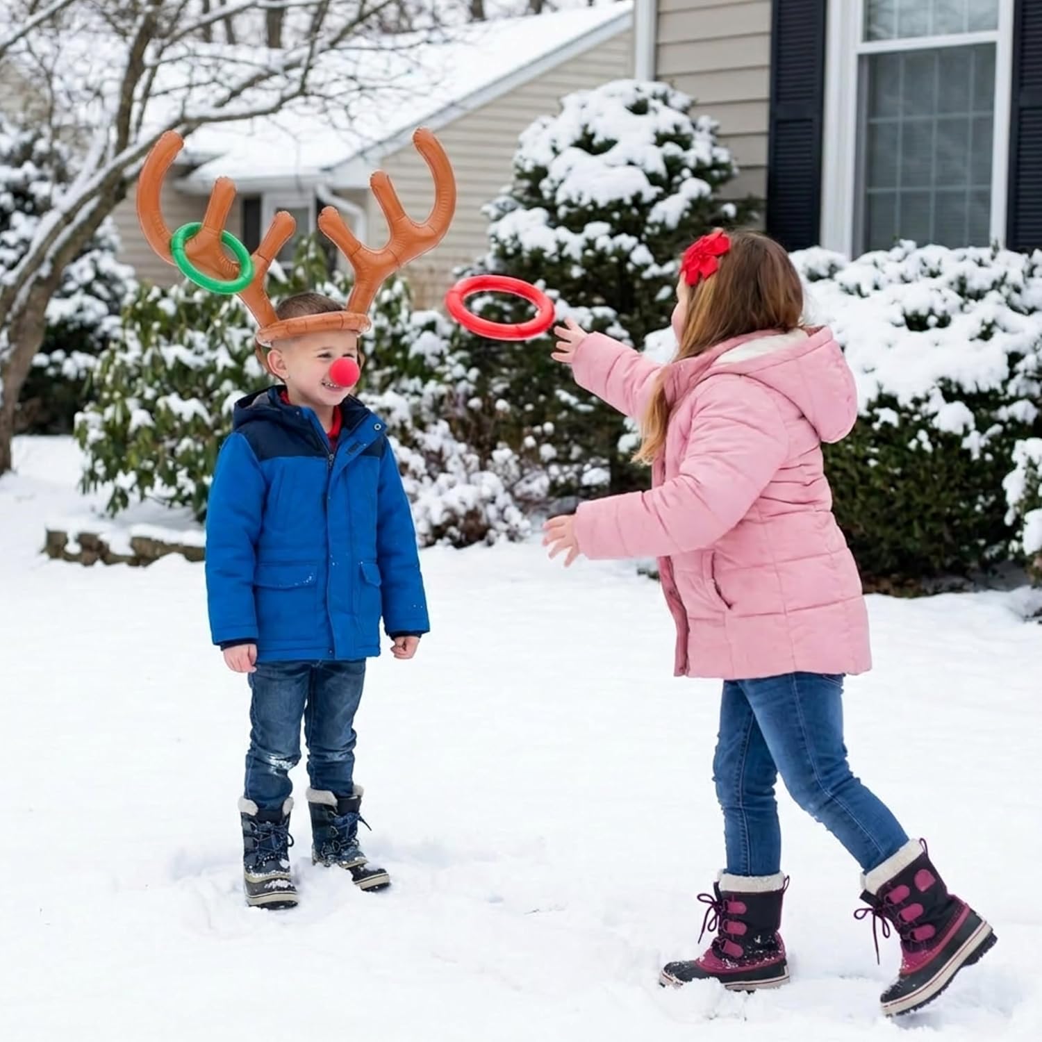 Toyland® Inflatable Reindeer Antler Hoop Ring Toss Game - Winners Medal Prizes - Kids & Adults Festive Family Fun & Games - Christmas Office Party Celebrations - Image 3