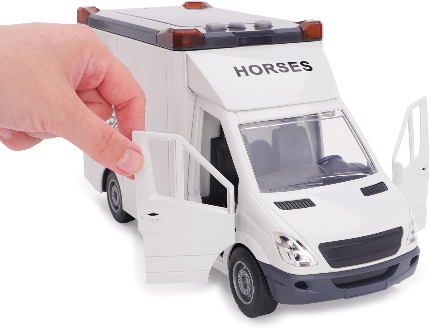 Toyland® 27cm (11”) Horse Transporter With 2 Horses, Lights & Sounds | Friction Powered, Moving Parts, Toy Truck - Realistic Play Figure Horses - Play Set & Accessories - Ages 3+ - Image 4