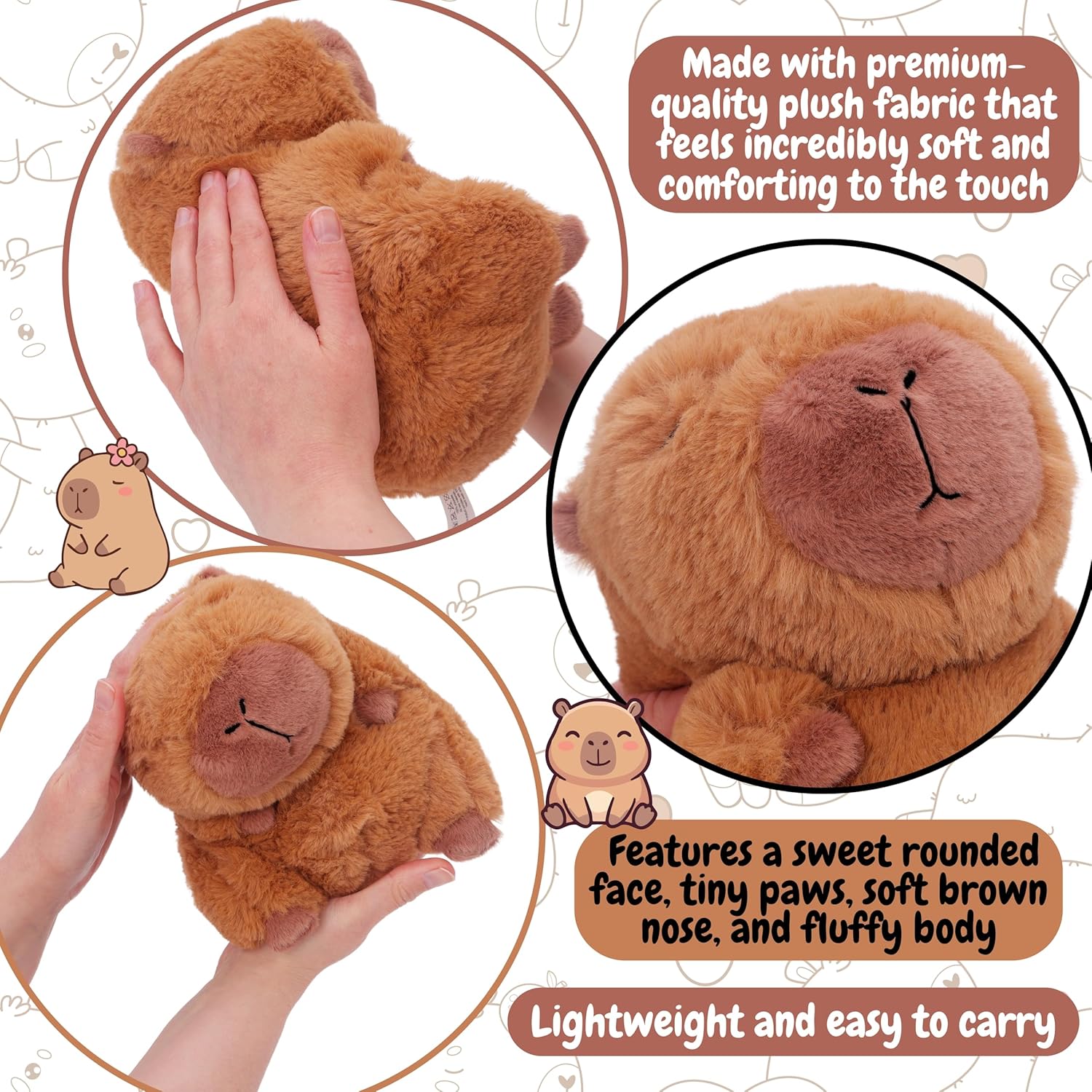 Toyland® 20cm (8“) Super Soft & Snuggly Capybara Plush Toy - Stuffed Fluffy Animal Companion for Kids - Suitable from Birth - Image 4