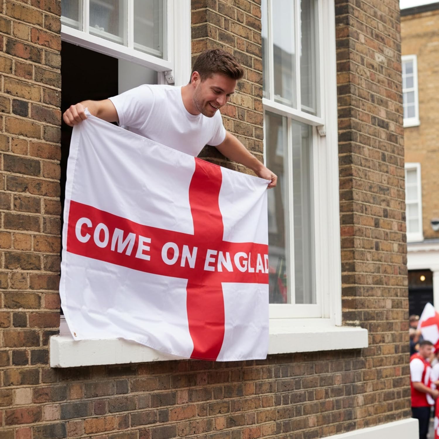 Toyland® 5ft X 3ft (150cm X 91cm) St George’s Cross Red & White “Come On England!” Flag - World Cup, Euros, Sports Celebrations & English Party Decorations - Football Fans & Supporters Accessories - Image 7