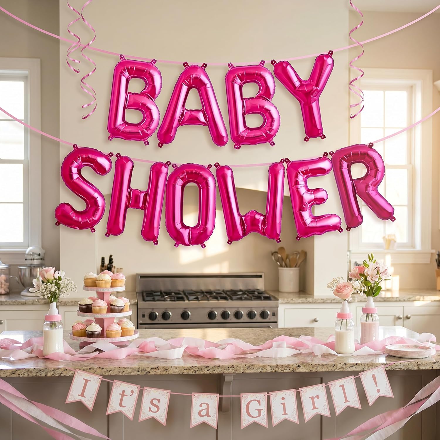 Toyland® Pink Baby Shower Foil Balloon Banner - 41cm (16") Letters - Air-Fill Message Decorations for Baby Showers & Celebrations - Party Supplies - Image 5