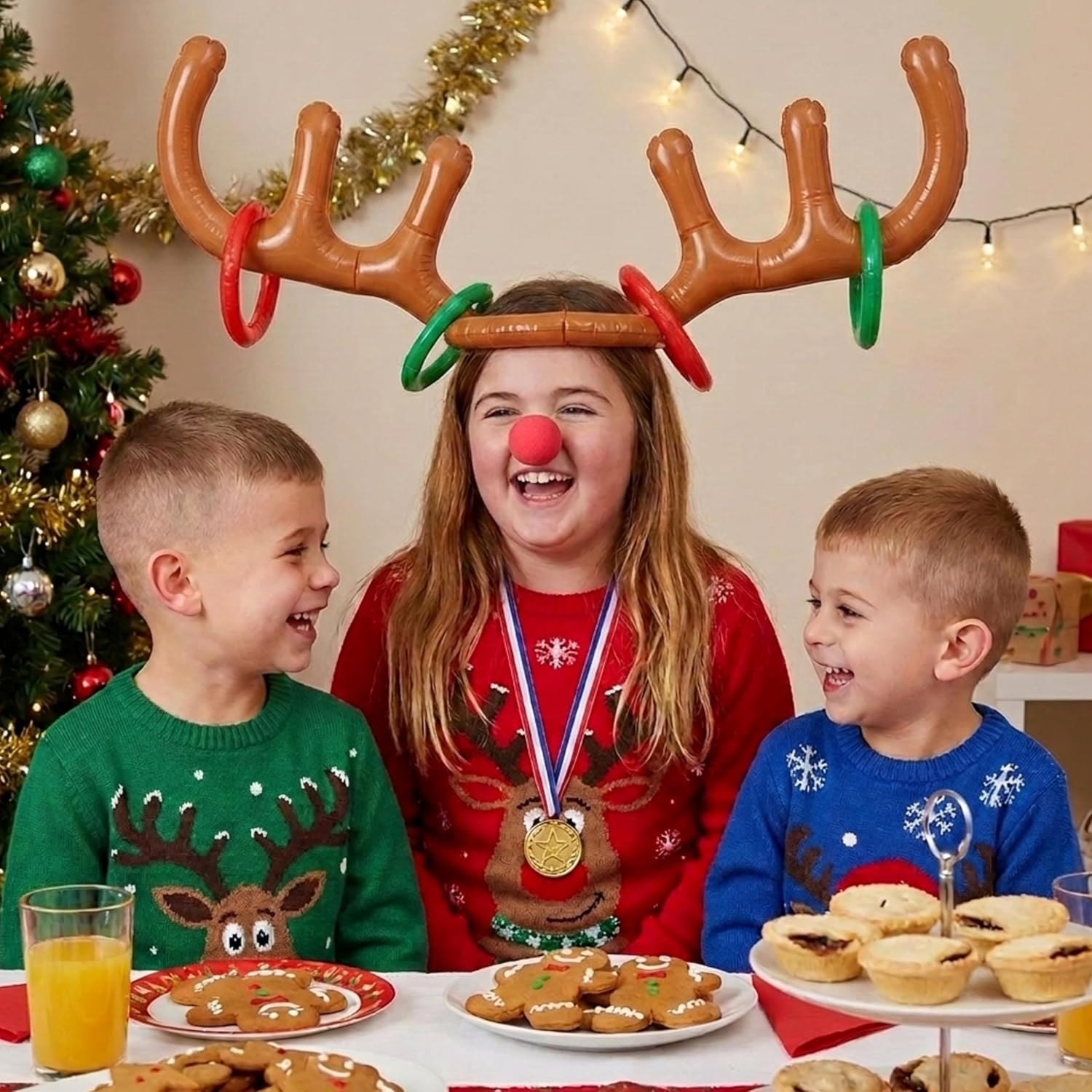 Toyland® Inflatable Reindeer Antler Hoop Ring Toss Game - Winners Medal Prizes - Kids & Adults Festive Family Fun & Games - Christmas Office Party Celebrations - Image 5