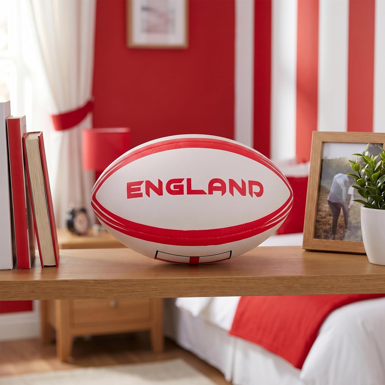 Toyland 30cm (12”) England Rugby Ball Size 5 - White & Red English Flag Design - Sports, St Georges, World Cup, Euros Celebrations - Indoor & Outdoor Play - Image 7