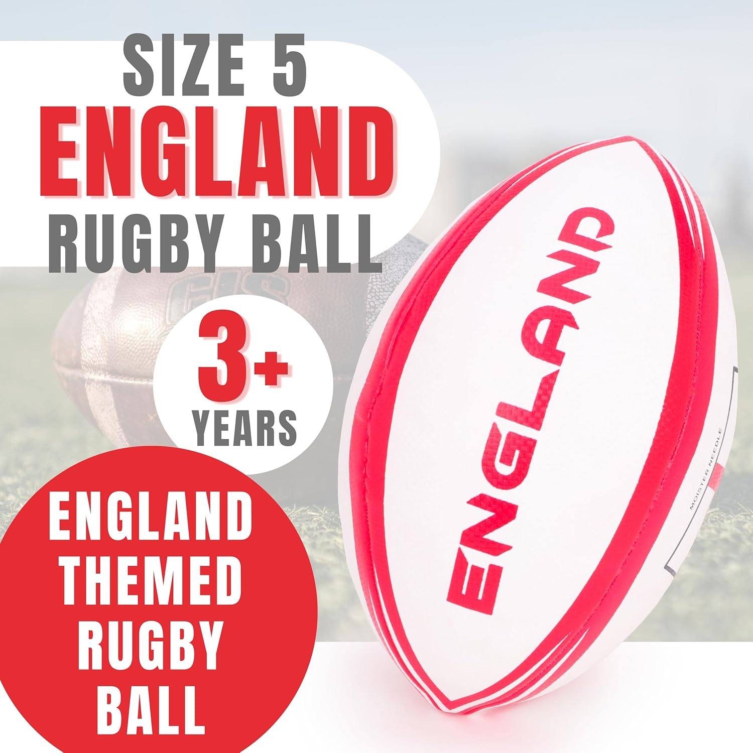 Toyland 30cm (12”) England Rugby Ball Size 5 - White & Red English Flag Design - Sports, St Georges, World Cup, Euros Celebrations - Indoor & Outdoor Play - Image 4