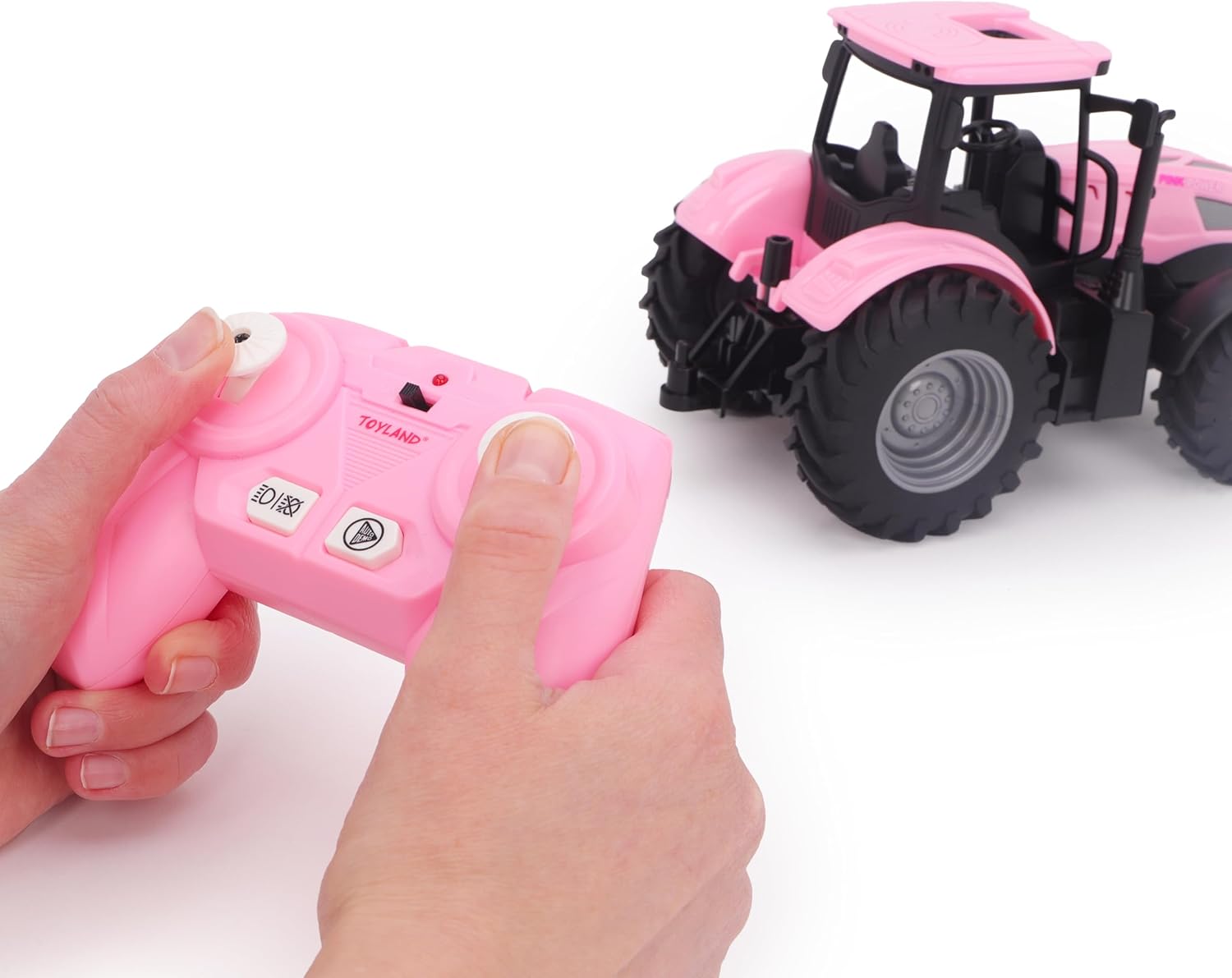 Toyland 1:24 Scale Pink Remote Control Tractor Toy with Lights & USB Charging - Rechargable Battery Included - Indoor and Outdoor Farm Play Vehicle - Image 5
