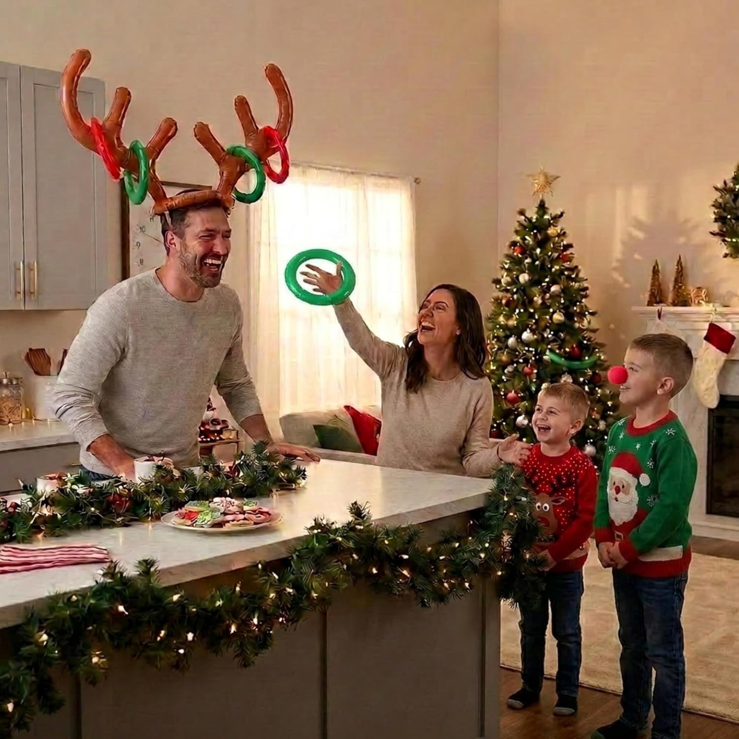Toyland® Inflatable Reindeer Antler Hoop Ring Toss Game - Winners Medal Prizes - Kids & Adults Festive Family Fun & Games - Christmas Office Party Celebrations - Image 7