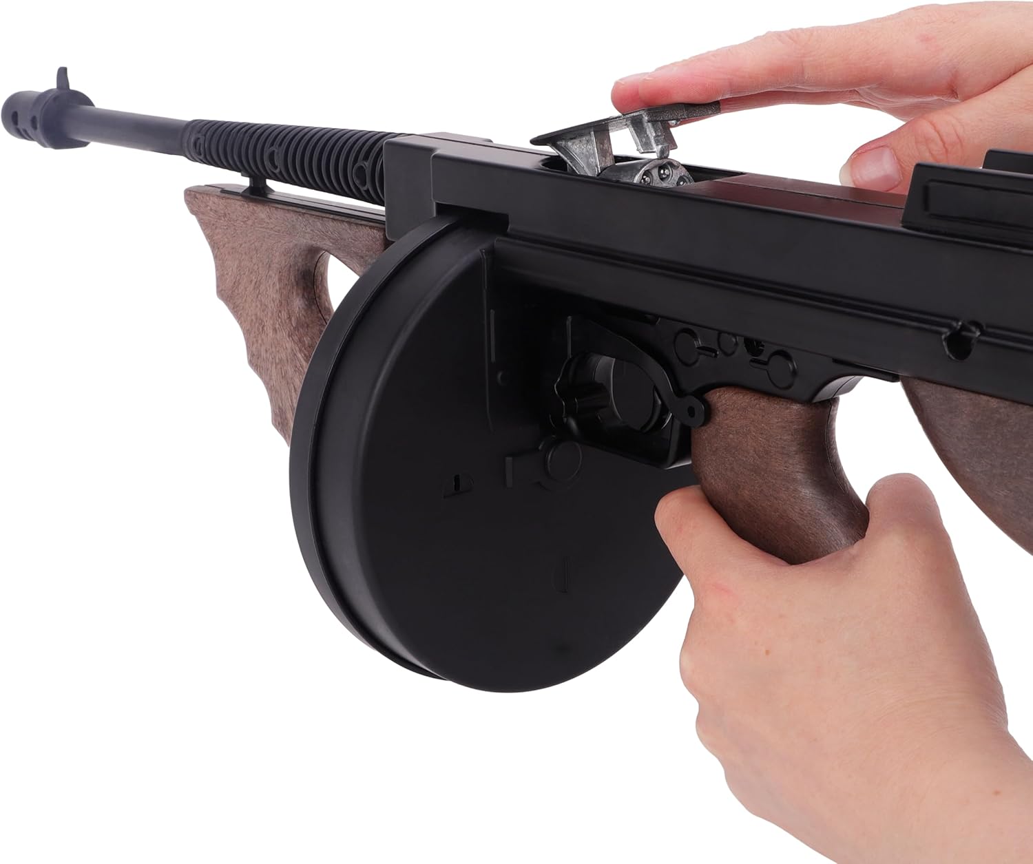 Toyland® 76cm (30”) Gangster Die-Cast Metal Tommy Toy Gun with Drum Magazine - 8 Shot Submachine Cap Gun With 96 Shots Included - Role Play & Fancy Dress Accessory - Ages 3+ - Image 9