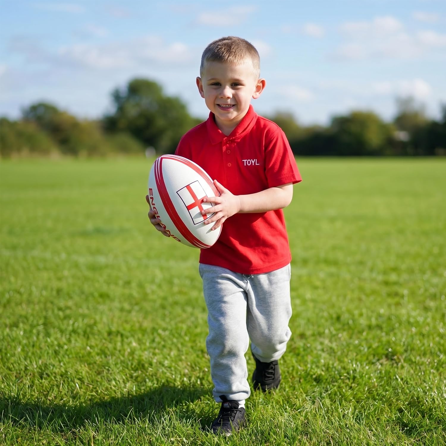 Toyland 30cm (12”) England Rugby Ball Size 5 - White & Red English Flag Design - Sports, St Georges, World Cup, Euros Celebrations - Indoor & Outdoor Play - Image 8