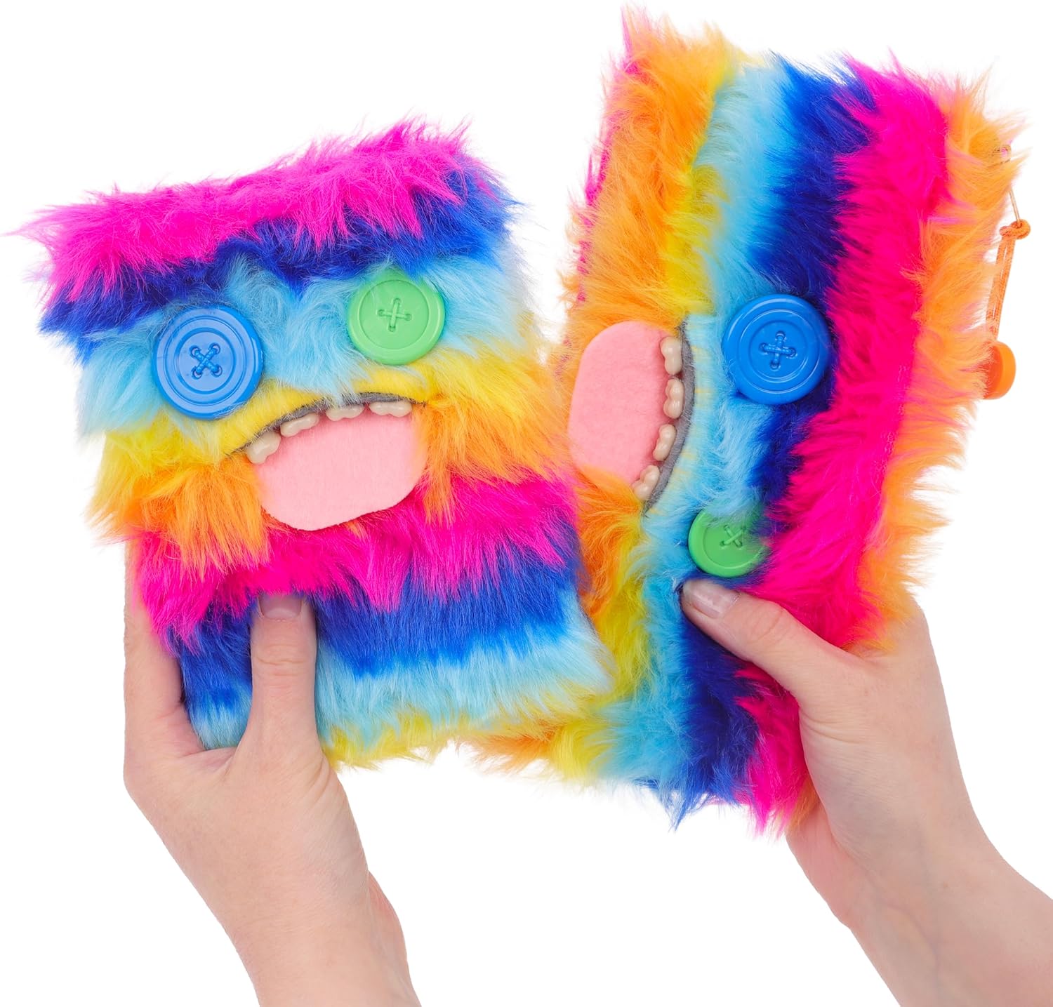 Toyland® Pack of 2 Fuggler Stationery Set - A5 Furry Notebook & Pencil Case Set - Fun Rainbow with Button Eyes Design - Cute Desk Accessories for Kids & Teens - 3+ Years - Image 8