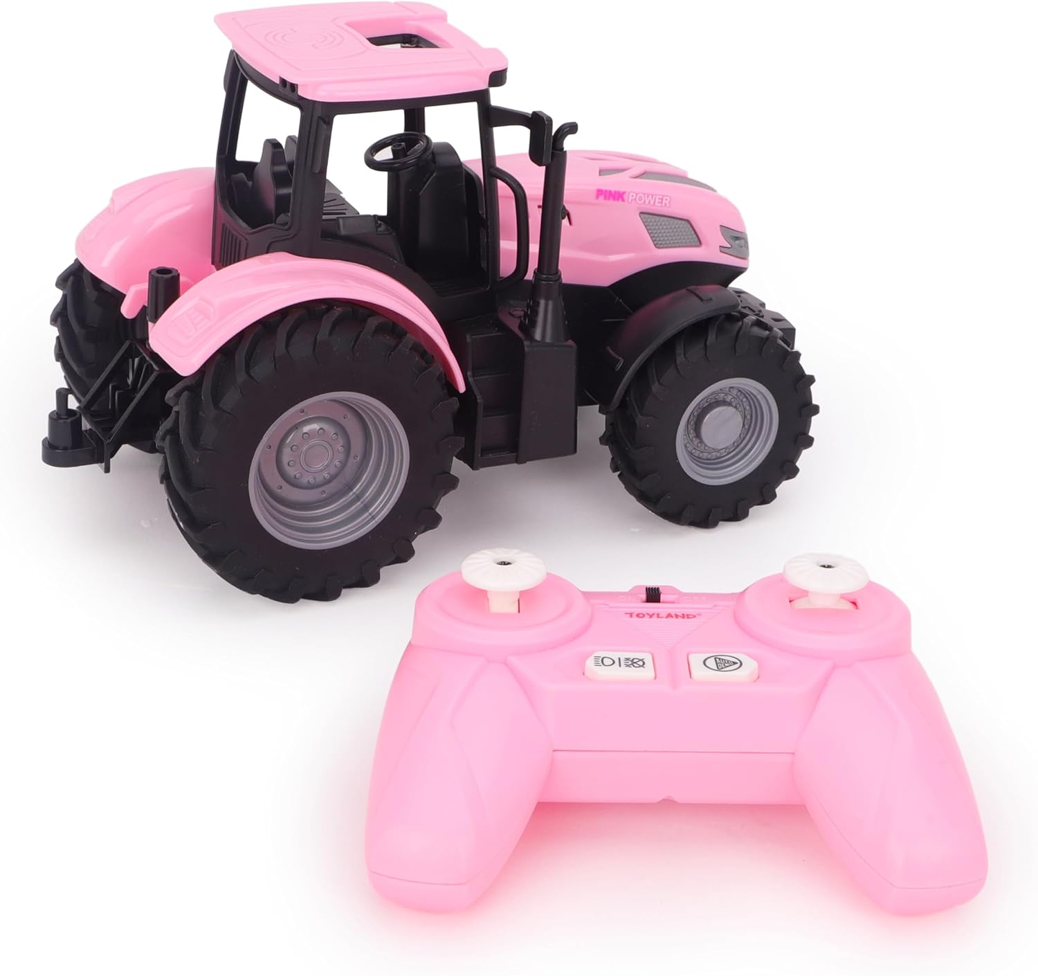 Toyland 1:24 Scale Pink Remote Control Tractor Toy with Lights & USB Charging - Rechargable Battery Included - Indoor and Outdoor Farm Play Vehicle - Image 4