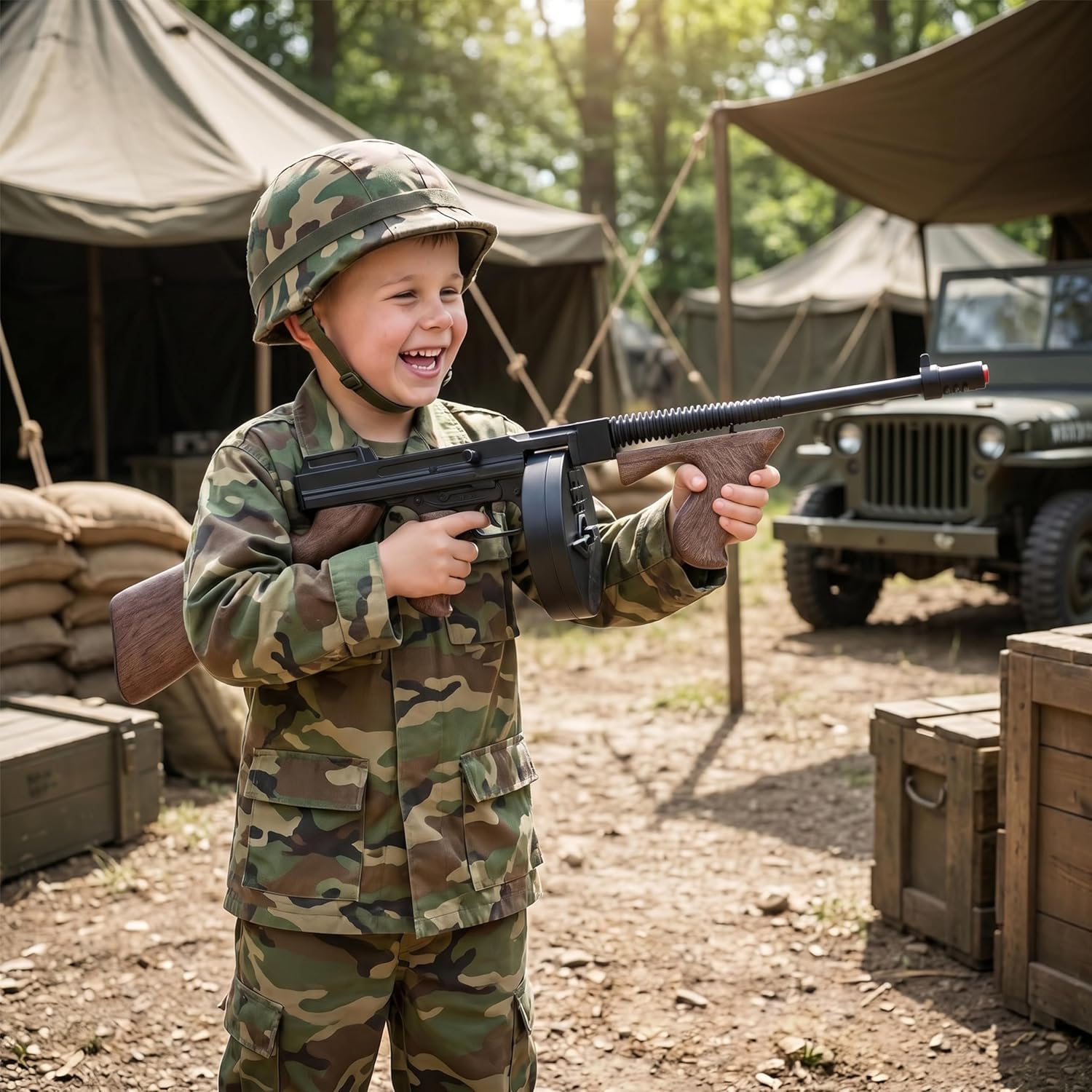 Toyland® 76cm (30”) Gangster Die-Cast Metal Tommy Toy Gun with Drum Magazine - 8 Shot Submachine Cap Gun With 96 Shots Included - Role Play & Fancy Dress Accessory - Ages 3+ - Image 6