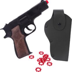Toyland® 17cm (7”) Black Die-Cast Metal Command Toy Shot Gun with Holster - 8 Shot Cap Gun With 96 Shots Included - Action Role Play Pistol Set for Kids - Fancy Dress Accessories - Ages 3+