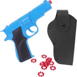 Toyland® 17cm (7”) Blue Die-Cast Metal Command Toy Pistol with Holster - Action Role Play Set for Kids - Fancy Dress Accessories