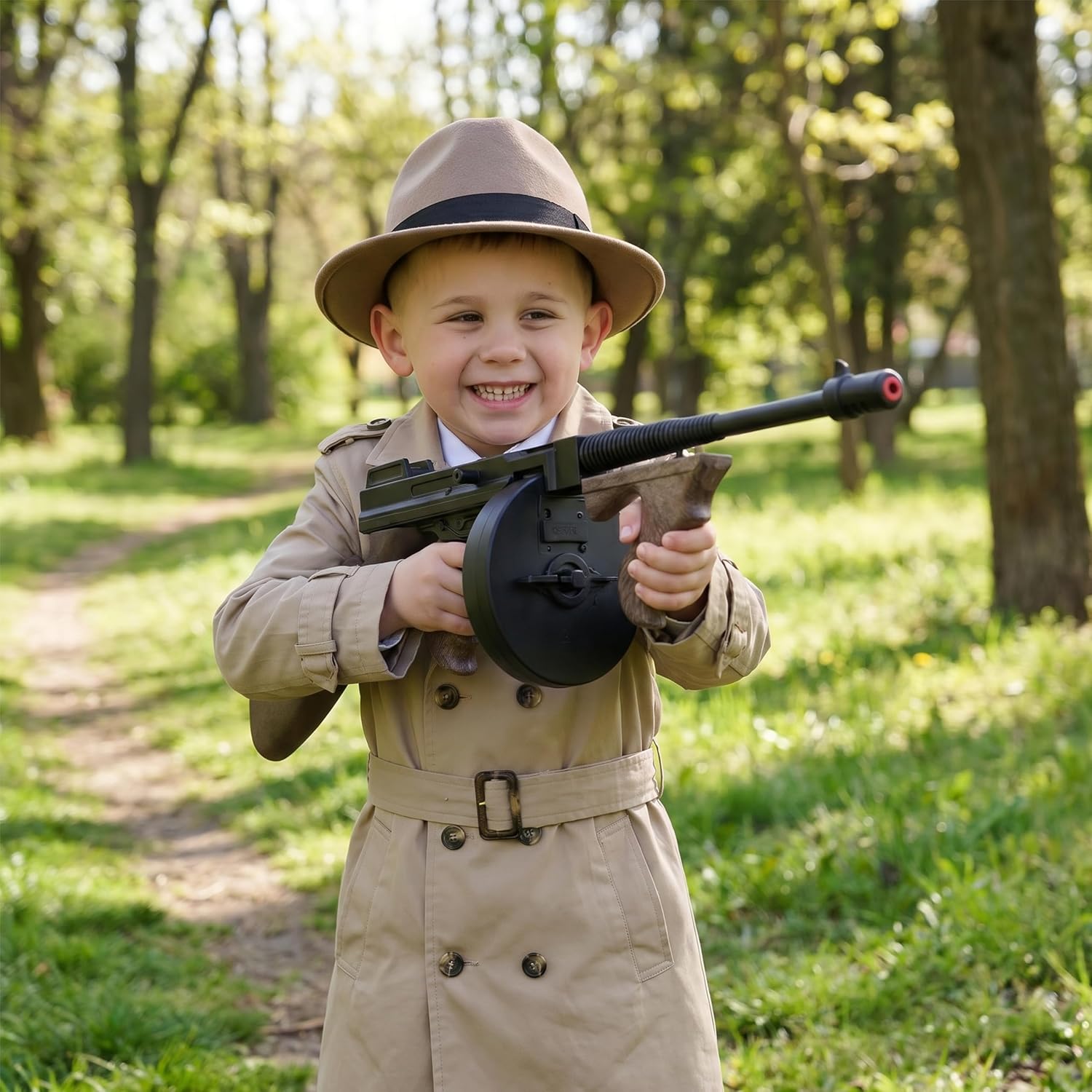Toyland® 76cm (30”) Gangster Die-Cast Metal Tommy Toy Gun with Drum Magazine - 8 Shot Submachine Cap Gun With 96 Shots Included - Role Play & Fancy Dress Accessory - Ages 3+ - Image 3