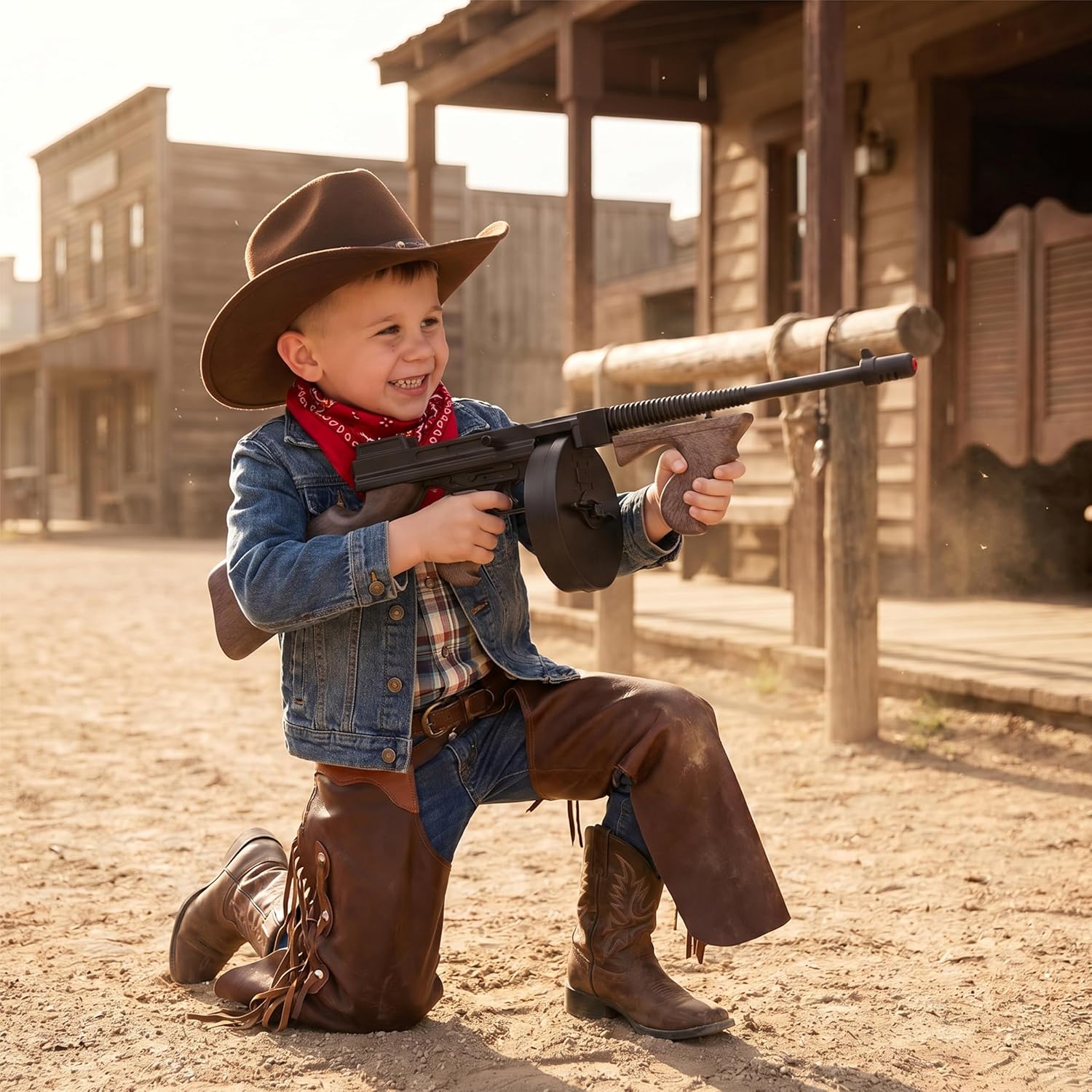 Toyland® 76cm (30”) Gangster Die-Cast Metal Tommy Toy Gun with Drum Magazine - 8 Shot Submachine Cap Gun With 96 Shots Included - Role Play & Fancy Dress Accessory - Ages 3+ - Image 8