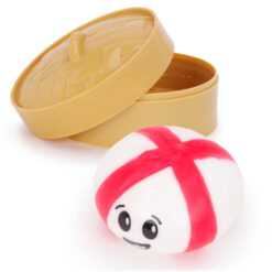 Toyland® England St George Flag Design Squishy Bao Dumpling Sensory Fidget Toy with Plastic Steamer Box - Squeeze Toys for Kids - Euro & World Cup Accessories