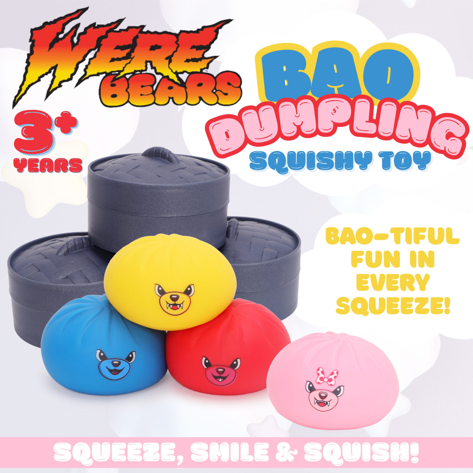 Toyland® Were Bear Squishy Bao Dumpling Sensory Fidget Toy - Squeeze Toys - Image 6