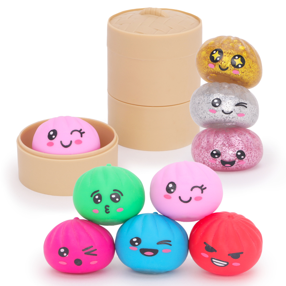 Toyland® Pack Of 3 - Mini Stackable Squishy Bao Dumplings - Cute Fidget Toy