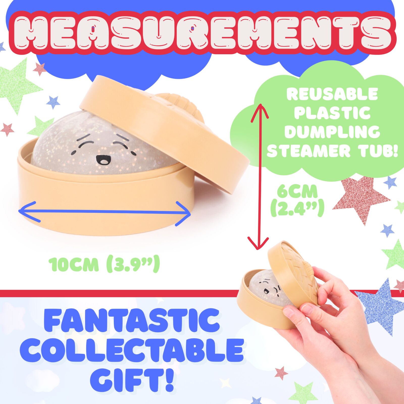 Toyland® Light Up Squishy Bao Dumpling Sensory Fidget Toy with Plastic Steamer Box - Squeeze Toys for Kids - Ages 3+ - Image 7