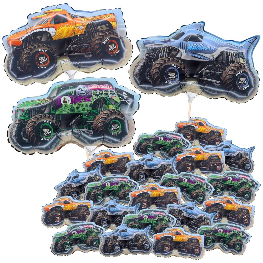 Toyland® Pack Of 20 - Monster Jam Mini Balloons - Sticks And Cups Included