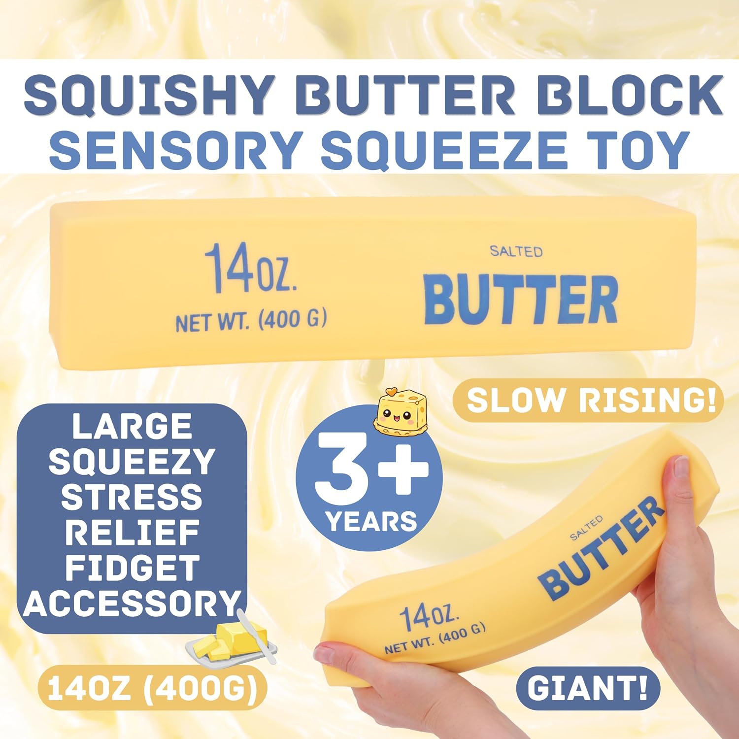 Toyland® 14oz (400g) GIANT Slow Rising Squishy Butter - Sensory Squeeze Toy | Large Squeezy Stress Relief Fidget Accessory - Ages 3+ - Image 9