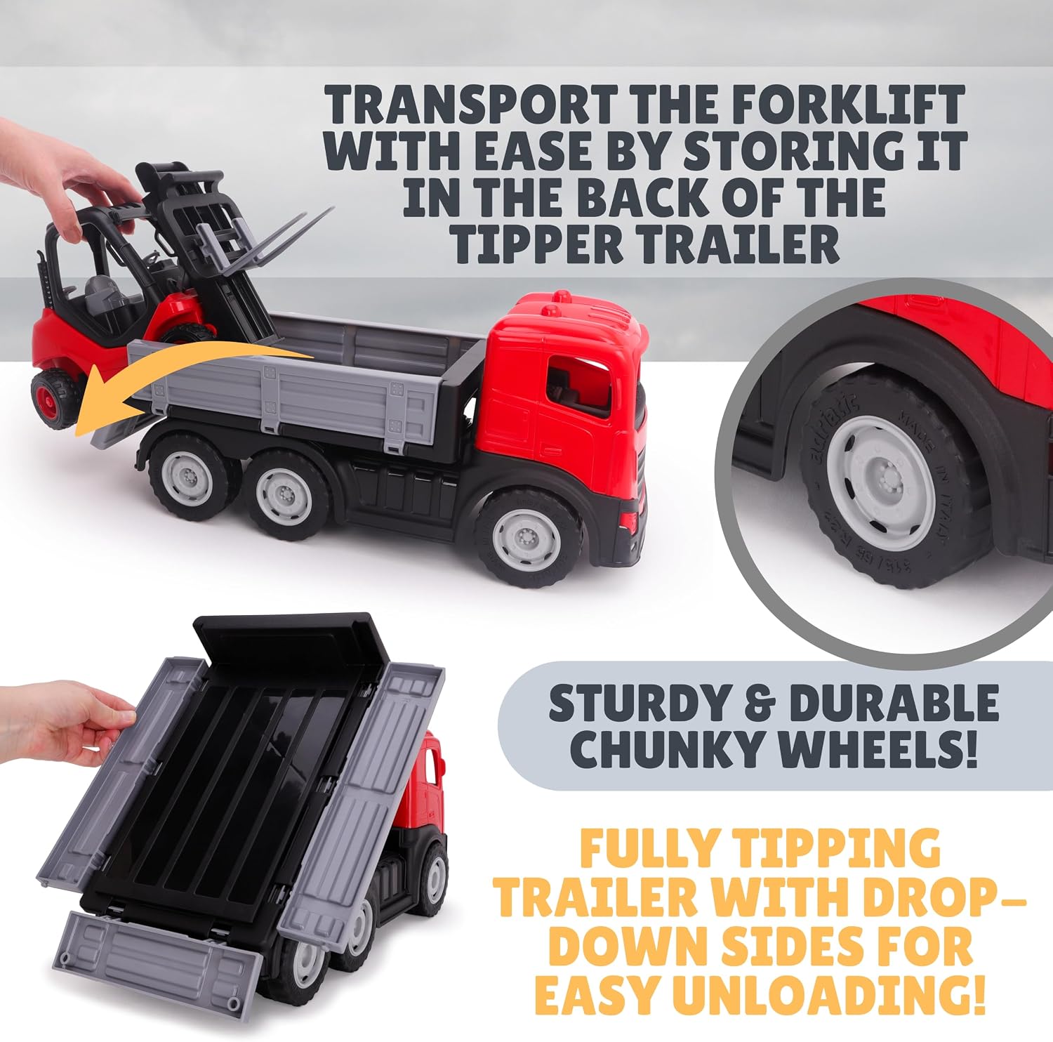 Toyland® 1:16 Scale Tipping Trailer With Mini Forklift Truck Playset - Image 7