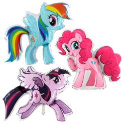 Pack Of 3 My Little Pony Character Foil Balloons Sizes - Twilight Sparkle 75cm (30") , Rainbow Dash 81cm (32") Pinkie Pie 66cm (26") - Kids Birthday Party Decorations