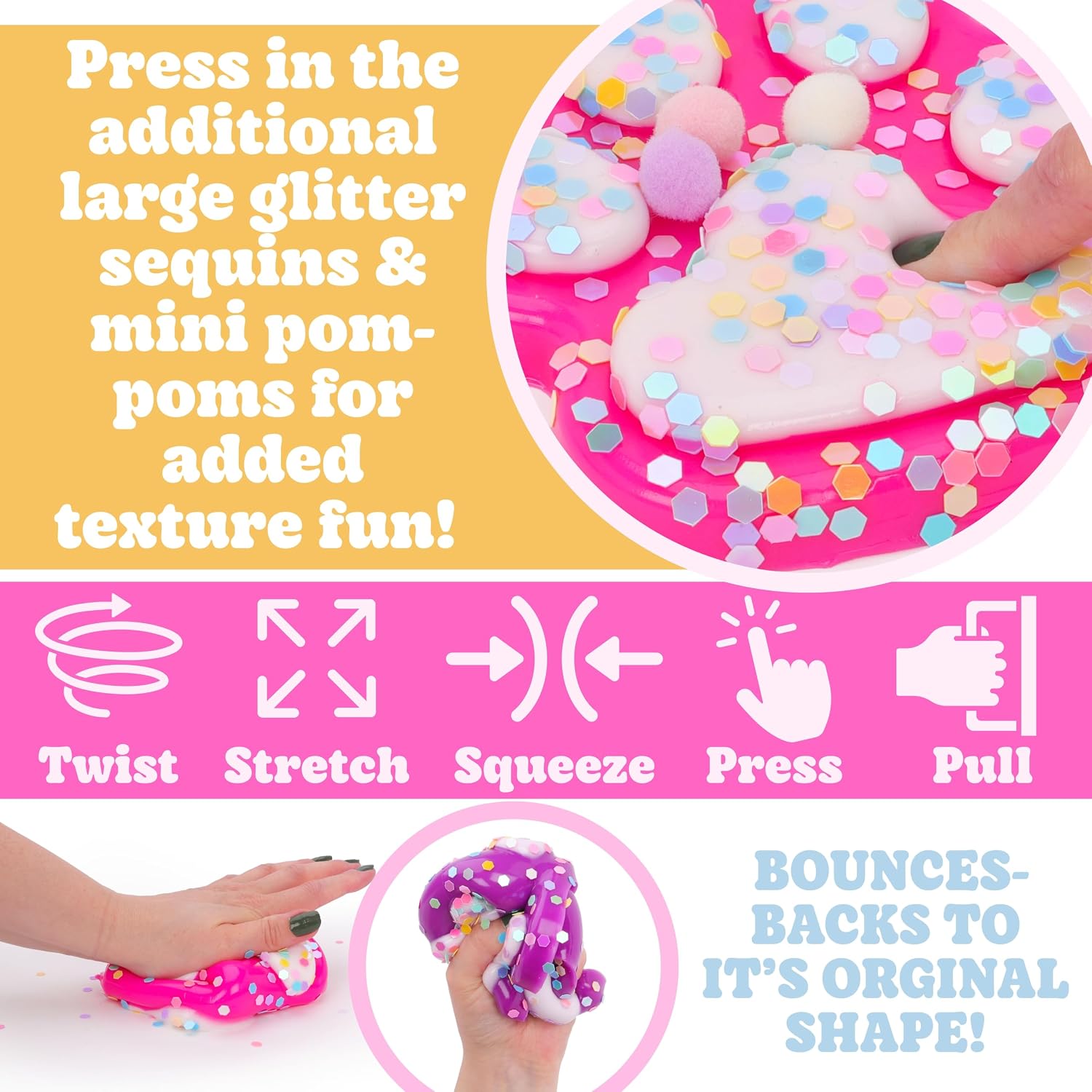 14cm (5.5“) Large Glittery Cat Paw Jelly Squeeze Toy - Squishy Fidget - 2 Assorted Colours - 1 Chosen At Random - Sensory Accessory for Kids & Adults - Image 4