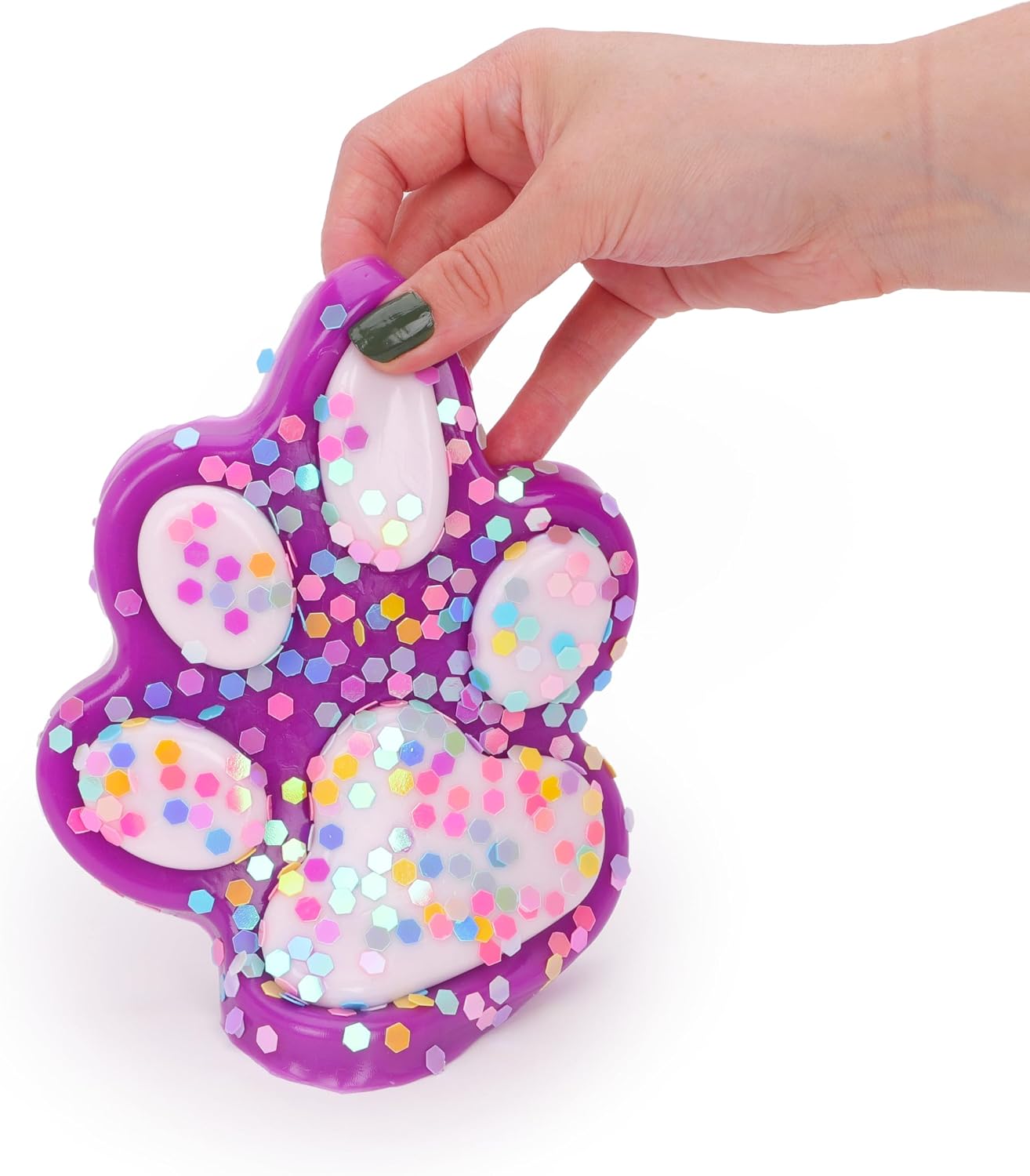 14cm (5.5“) Large Glittery Cat Paw Jelly Squeeze Toy - Squishy Fidget - 2 Assorted Colours - 1 Chosen At Random - Sensory Accessory for Kids & Adults - Image 9